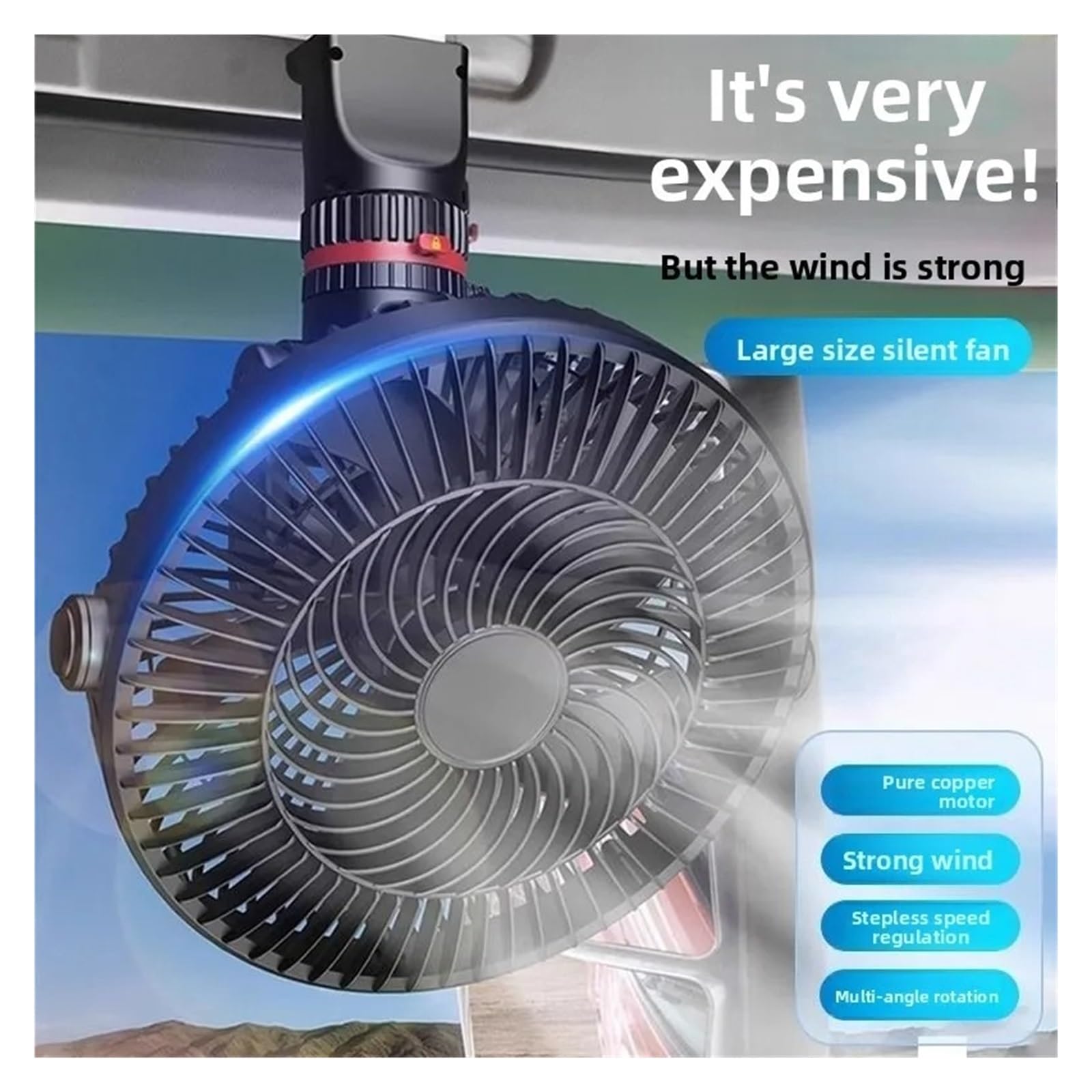 Ventilatore Doppia Testa Rotante A 360 Gradi Auto Ventilatore per Auto Potente Raffreddamento E Silenzioso Pieghevole Montato A Parete | Per il bagno e la cucina del dormitorio dell'ufficio del camion