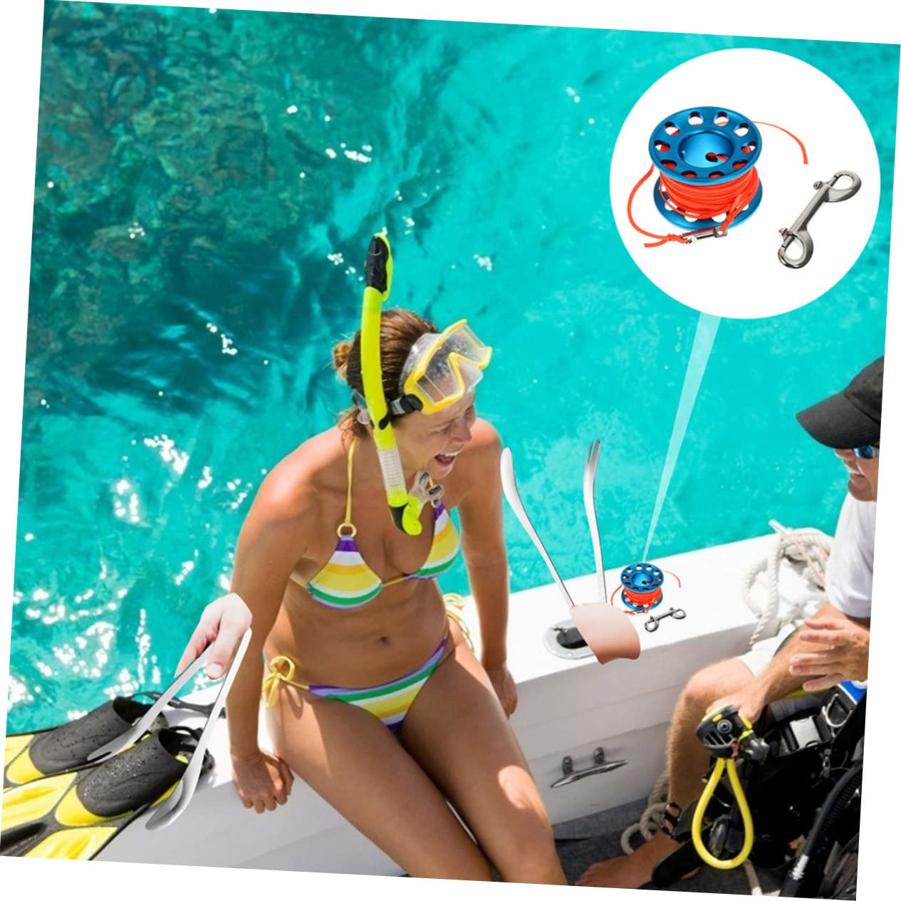 POPETPOP 2 Sets Portable Snorkeling Buoy Reel Diving Buoy Spool Reel Durable Diving Supplies for Scuba Snorkeling