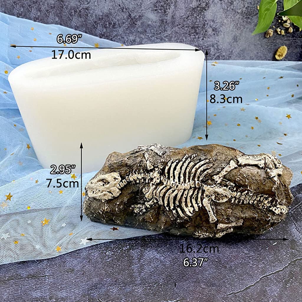 Stampo in silicone a forma di scheletro di dinosauro fossile stampo per colata in resina epossidica per decorazioni
