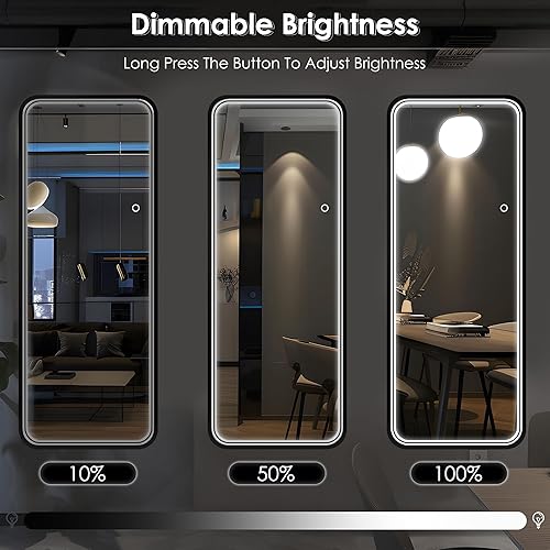 Miniatura 2 de soges Espejo de longitud completa con luces y botón táctil, espejo de tocador iluminado para sala de estar y dormitorio, iluminación regulable,