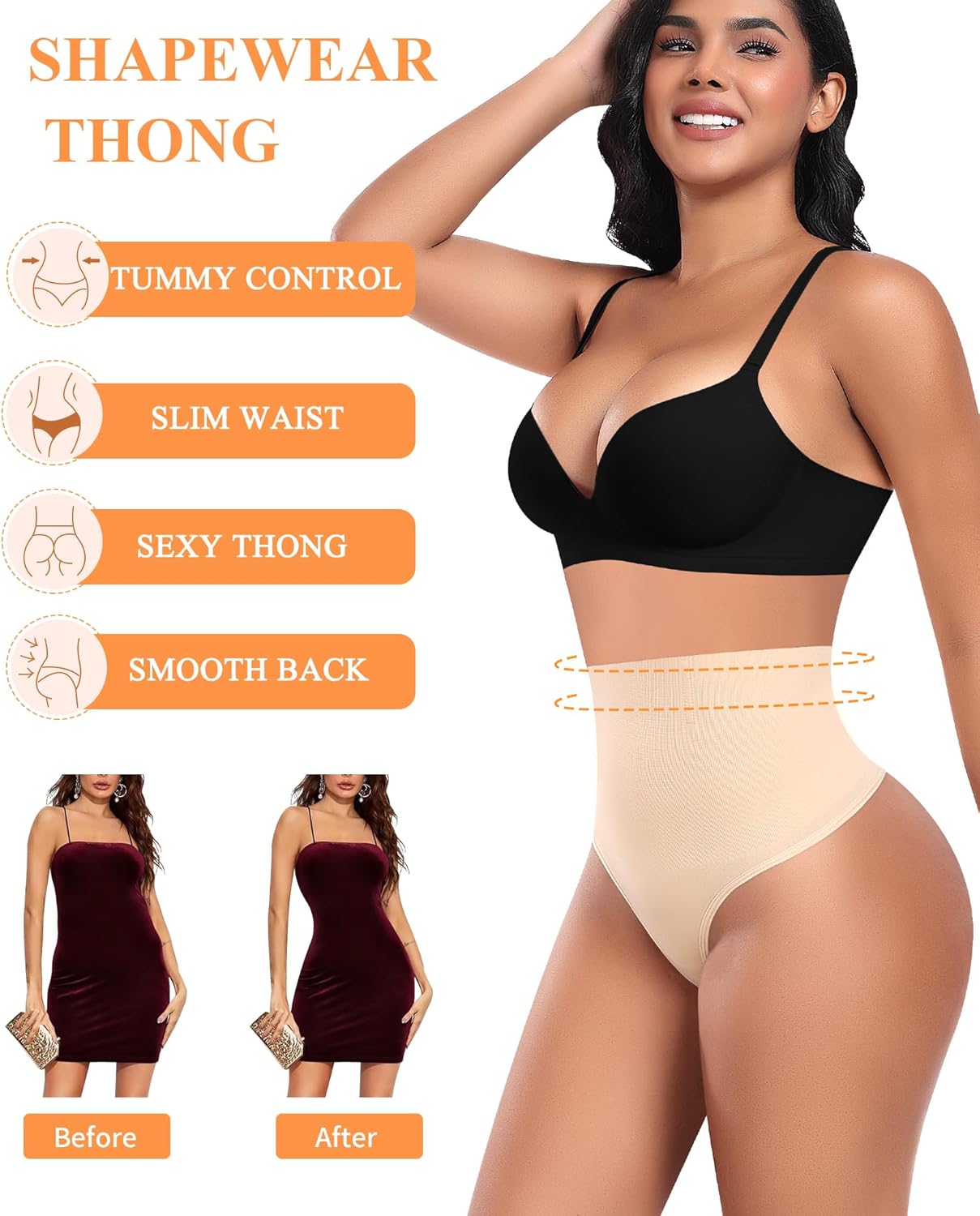 Tummy Control Thong Shapewear for Women High Waisted Body Shaper Panties Shaping Thong Girdle Underwear - Image 4
