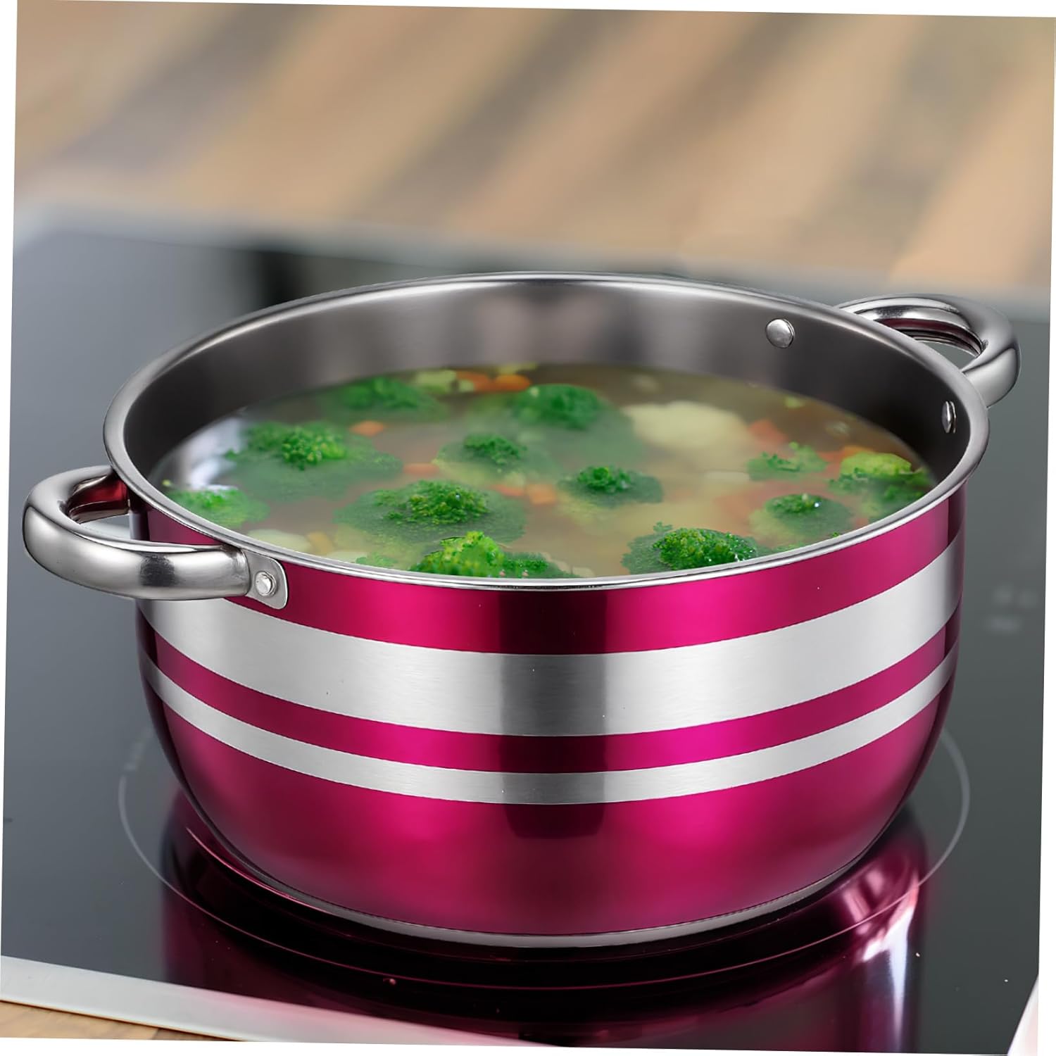 4pcs Stainless Steel Pot Set with Nonstick Induction Cooktops Ergonomic Cool-touch Handles Fast Even Heating Stain-resistant Kitchen Cookware for Home Restaurant Outdoor Camping