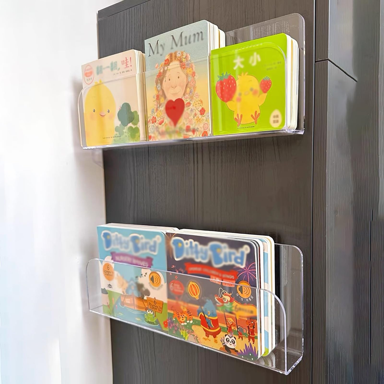 CGCSYZ 2 Pcs Magazine Racks Decor Bookshelves, Wall Mounted Clear Record Brochure Display Stands, Office Library Newspaper Storage Shelf Holder, 40-120cm (2 Pcs 80cm(31 1/2)