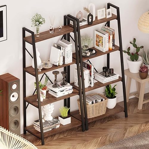 Miniatura 9 de BON AUGURE Árbol de pasillo con almacenamiento de zapatos, banco de entrada reversible 5 en 1 con estantería de escalera rústica de 4 niveles,