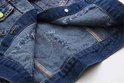 Miniatura 8 de Mud Kingdom Chaleco de mezclilla para niñas pequeñas, con botones, sin mangas, con solapa, retro, rasgado