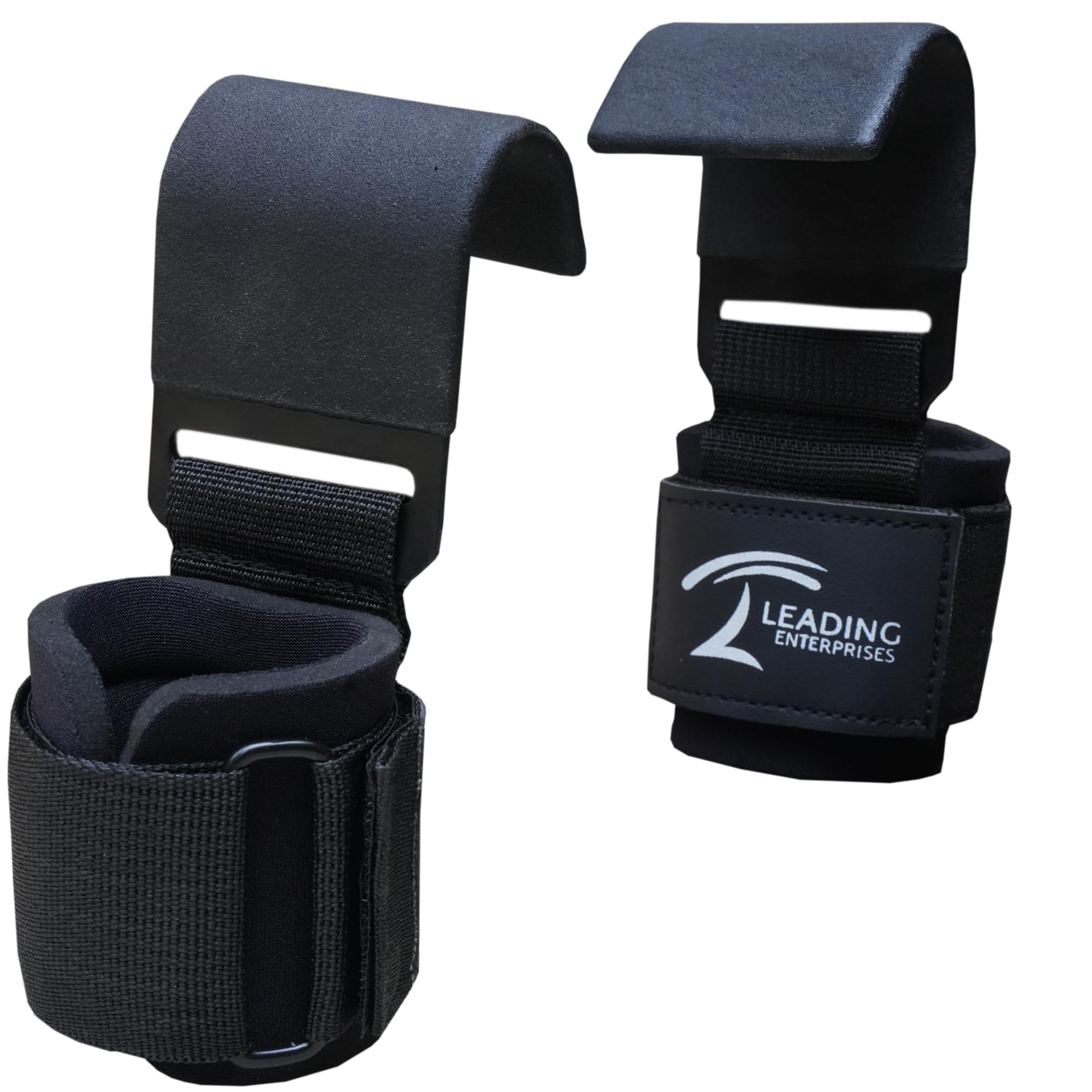 Leading Weight Lifting Hooks Straps Pair, 8mm Neoprene Padded Wrist Wraps, Non-Slip Rubber Grip, for Deadlift Powerlifting