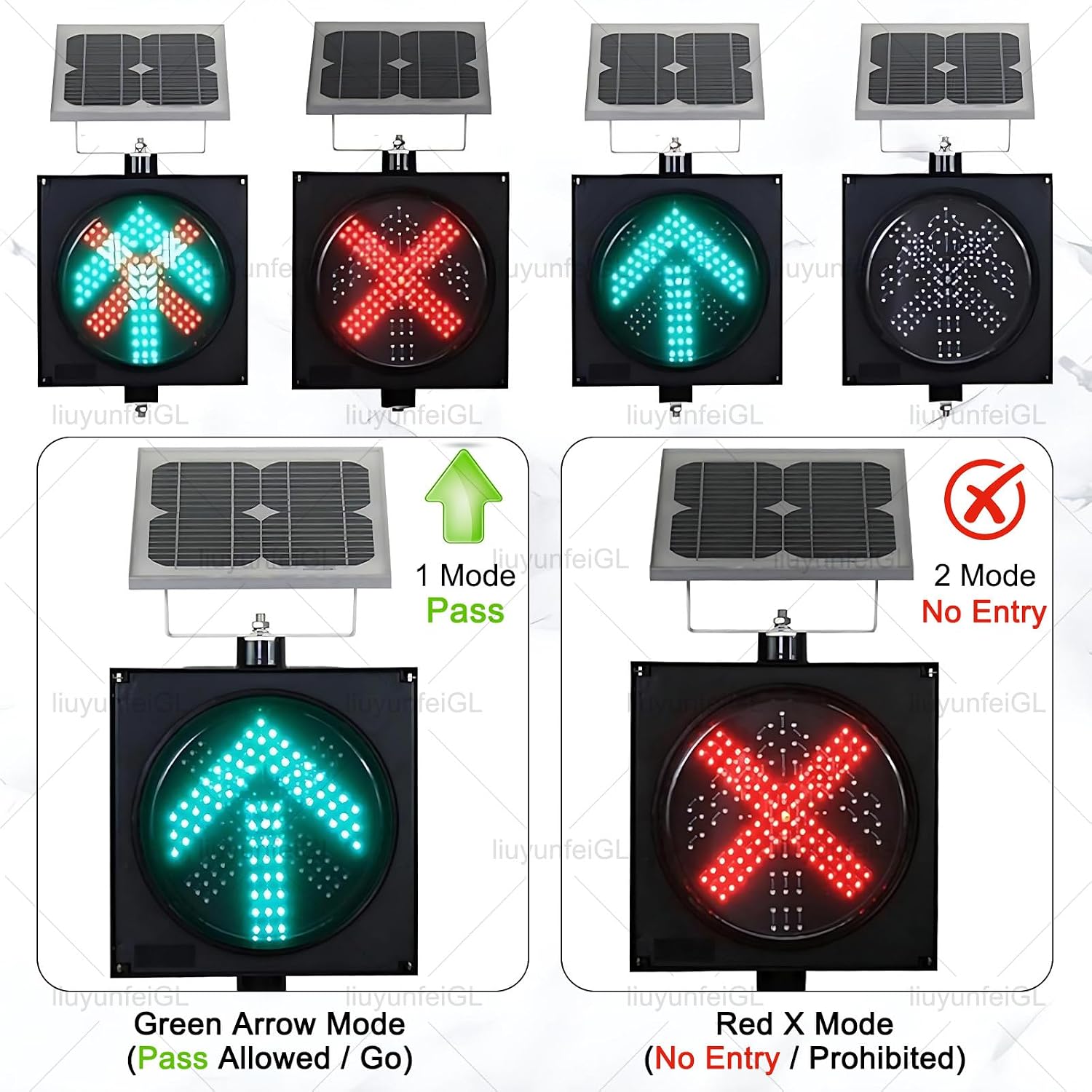 Solar LED Roundabout Traffic Sign, 23.6in Outdoor Aluminum Luminous Sign, Auto Night Bright Light, Weatherproof for Highway Intersections