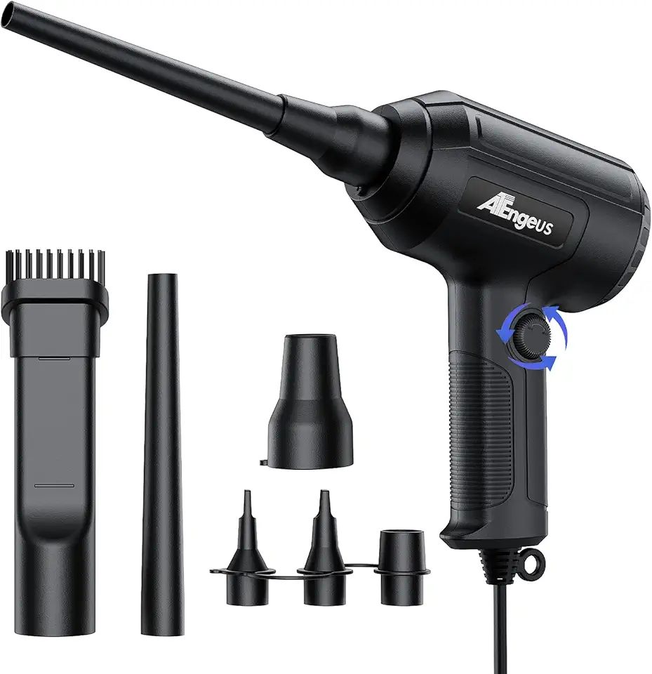 ATEngeus Ar Comprimido Elétrico com Velocidade Variável, Limpador de Teclado, Substituto para Ar Comprimido Em Lata, Soprador de Ar para Limpeza de Poeira, Pelos, Laptops E Pcs.