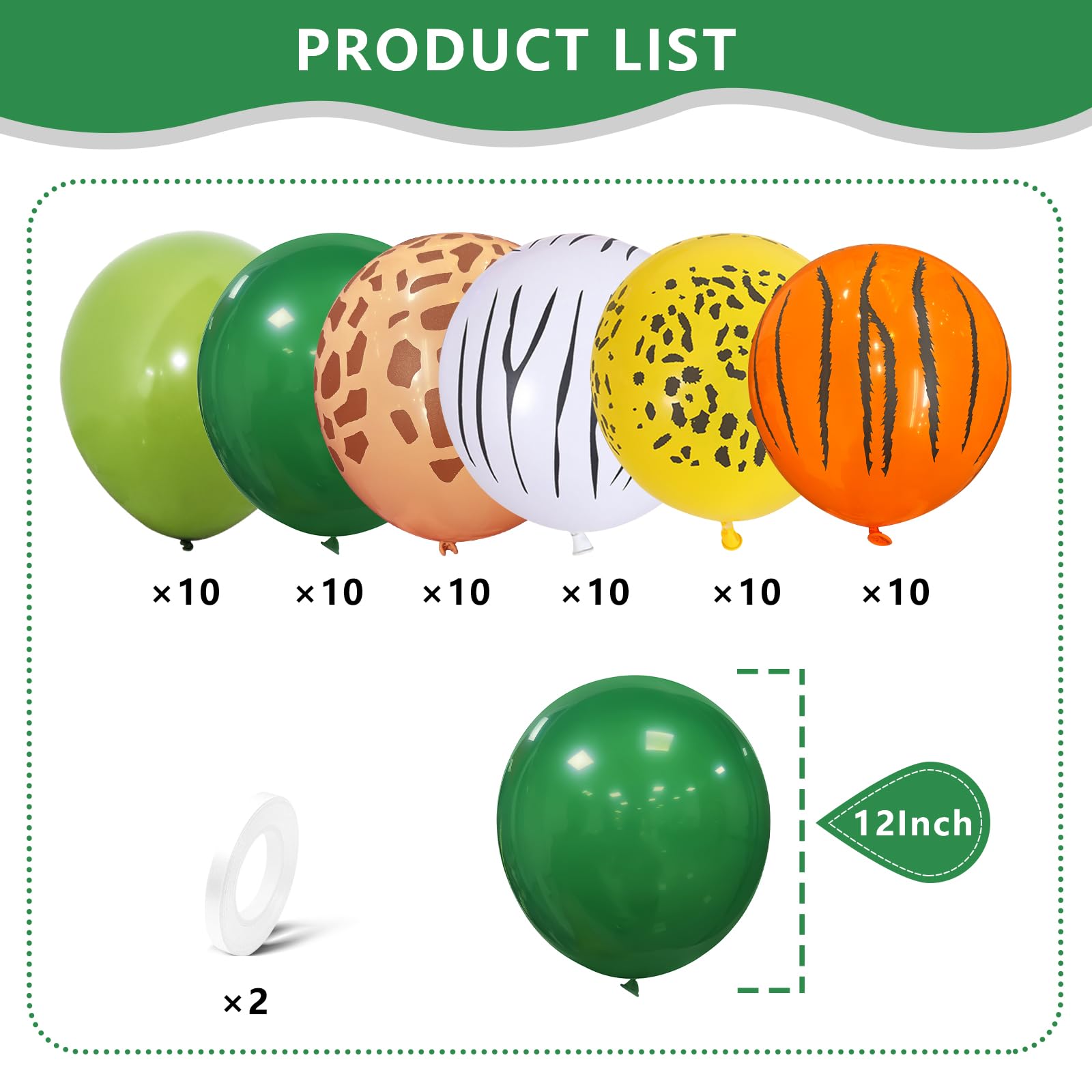 10 pz/set palloncini in cartone con motivo animale selvatico per animali selvatici Jungle Safari a tema decorazione di buon compleanno fornure per feste fai da te