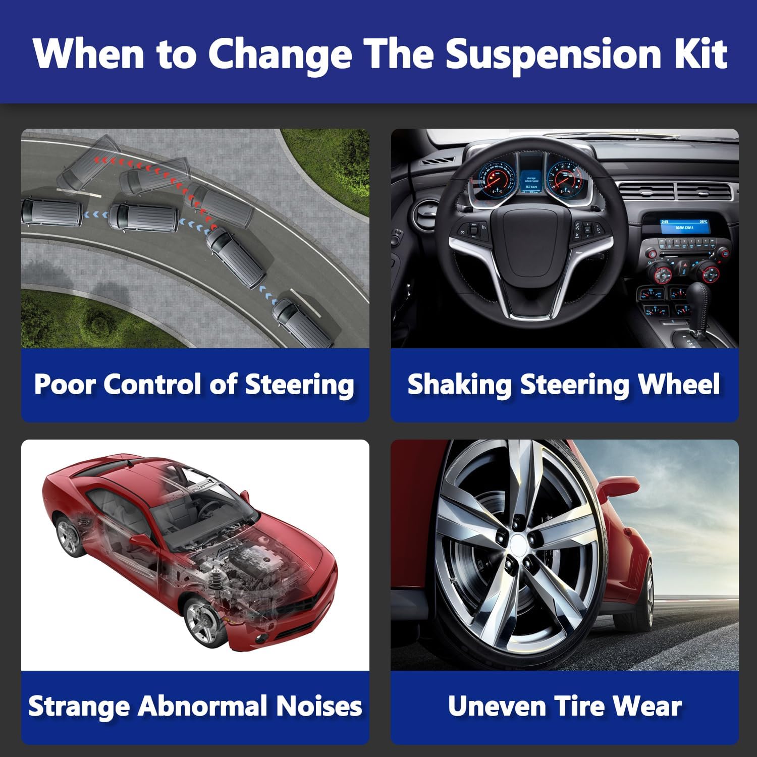 Control Arm, Replacement For Front Lower Control Arm with Ball Joint Sway Bar Outer Tie Rods Boots Suspension Kit Compatible With 2010-2015 Chevrolet Camaro - 10 Pcs