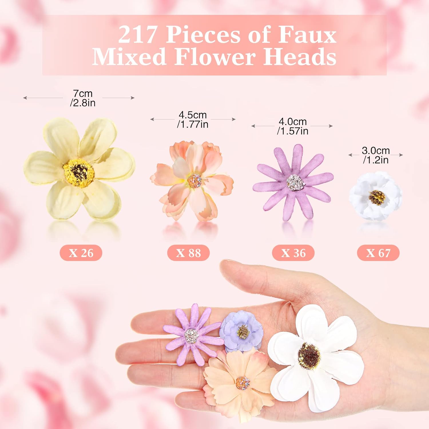 Cindeer 217 Pcs Small Fake Flowers Heads for Crafts Bulk Mini Silk Artificial Flower for Decoration Small Faux Flower Heads Fabric Daisy Buds Floral for Crafts DIY Wedding Party(Assorted Colors)