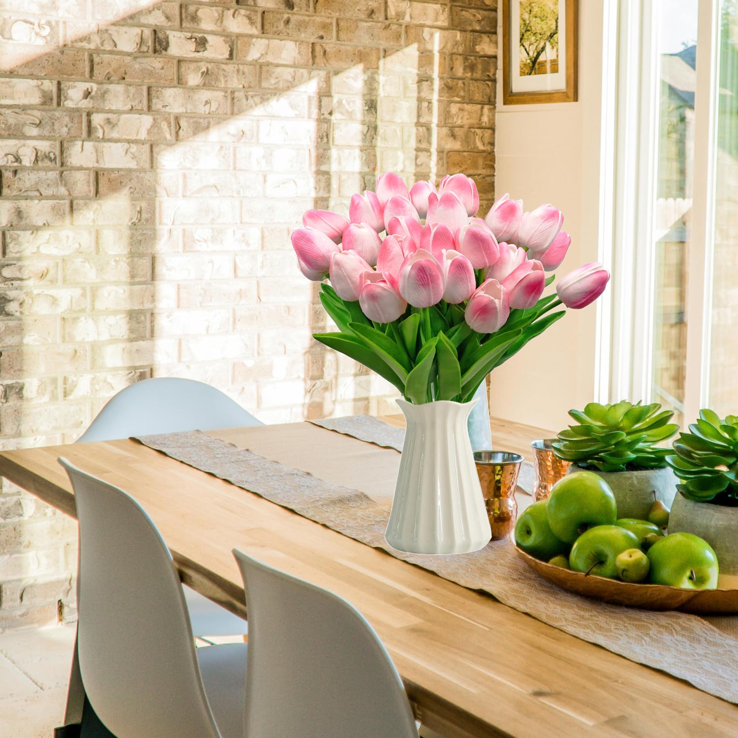 20 Stück Künstliche Tulpen – Realistische Tischdekoration In Weiß & Rosa