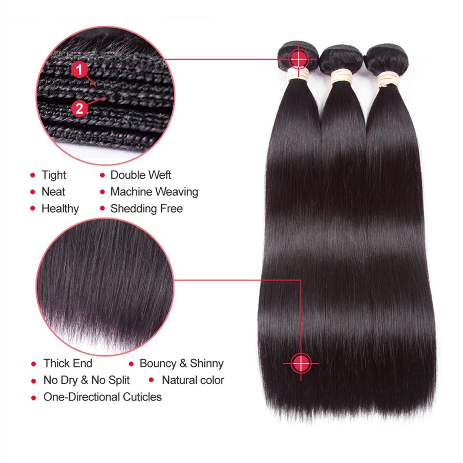 Tissage Cheveux Humain Brasses droites osseuses de 12-32 pouces avec dentelle 4x4 en dentelle frontale bouchons de tissage de cheveux brésiliens avec des paquets de cheveux humains de fermeture et une