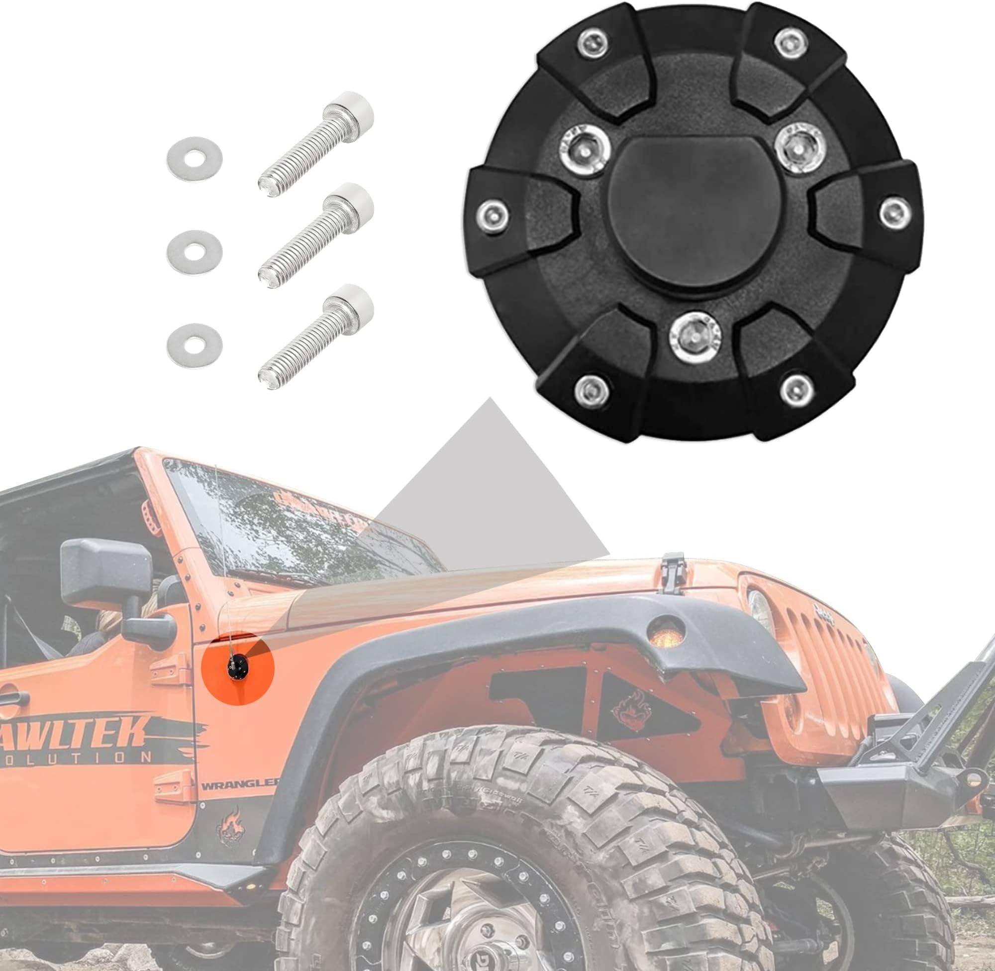 TERRIFI Antenna Base Cover for Jeep 2007-2022 Wrangler JK JKU JL JLU Gladiator JT - Steel ABS Antenna Mount Car Aerial Bottom Cover Trim