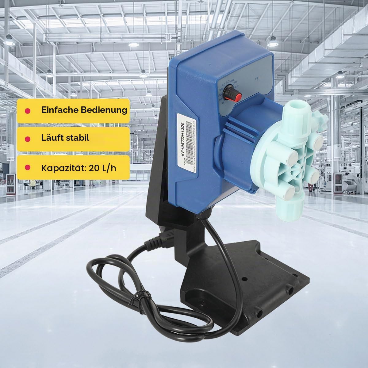 Elektromagnetische Dosierpumpe Membranpumpe, 20L/H 240V 1 Bar | IP65, Einstellbare Dosierpumpe für Flüssigkeitsdosierung