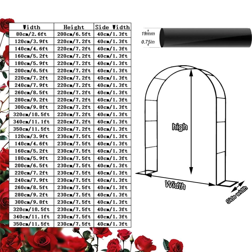 Regulowany łuk ogrodowy ze stali nierdzewnej do roślin pnących 80350 cm wysokości, idealny do róż, warzyw i kwiatów, zielony 320 szer. x 220 wys. cm
