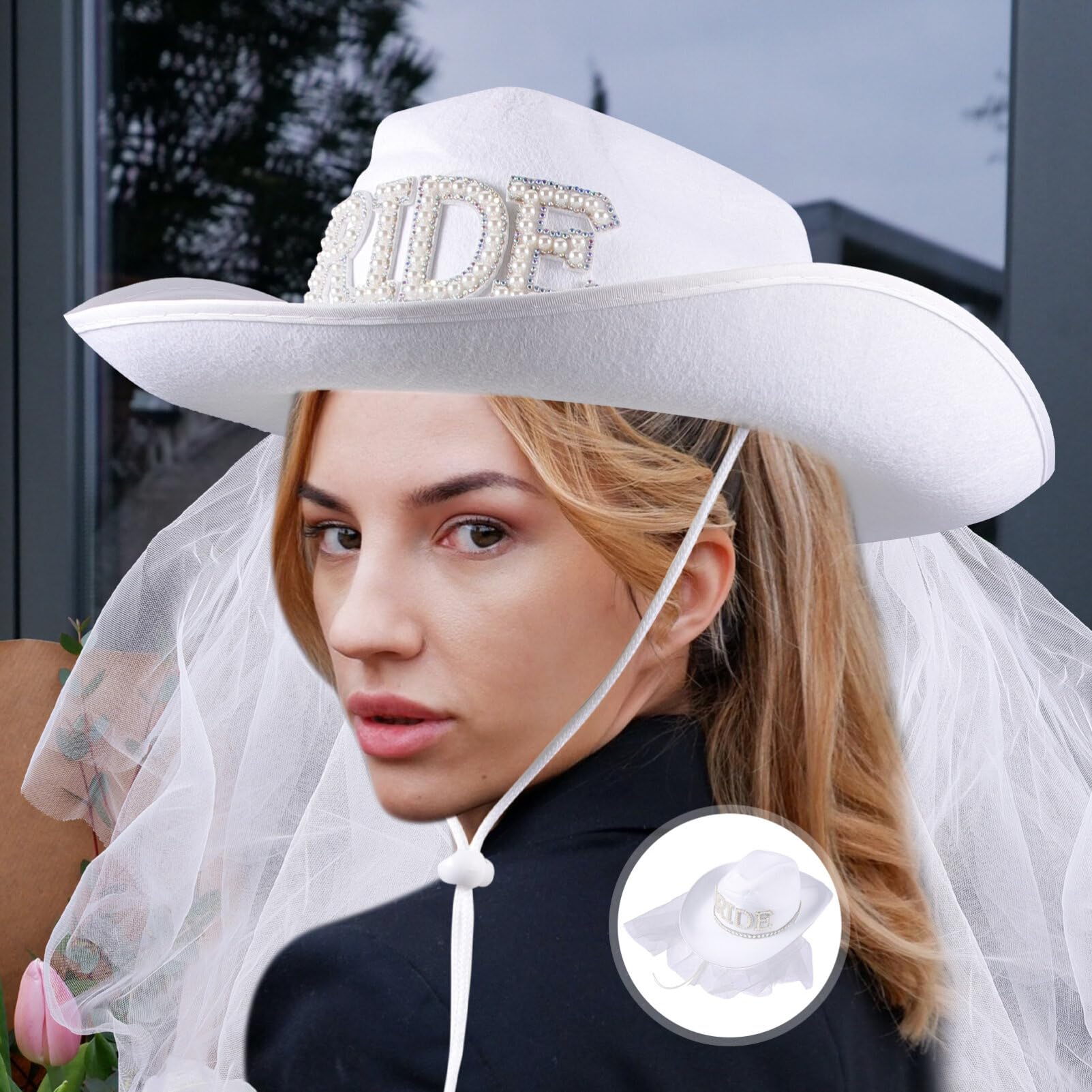 Amazon｜Abaodam ブライダル7カウボーイ7帽子7ベール付き7