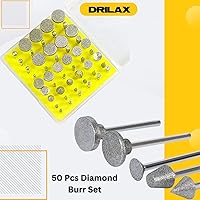 Vista 5 de Drilax 50 piezas de brocas rotativas de diamante, herramientas de tallado de piedra de precisión, herramientas de tallado de roca de grano 120