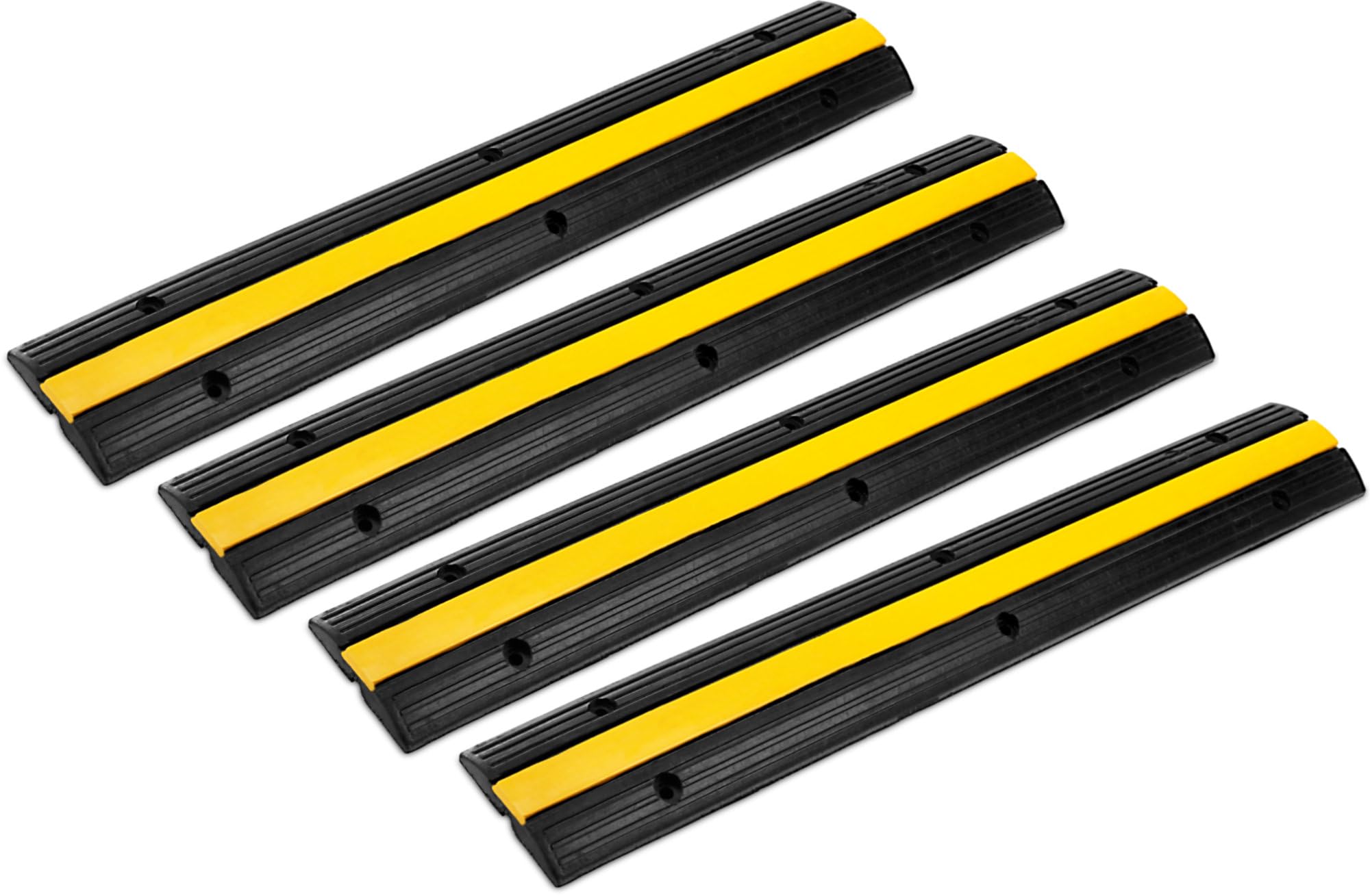 4X Pronomic Protector 1-100N Kabelbrücke 1-Kanal mit Steckverbindung 100 x 15 x 3 cm - Kabelkanal aus Kunststoff für Versanstaltungen - Kabel Überfahrschutz für Boden - Schwarz/Gelb