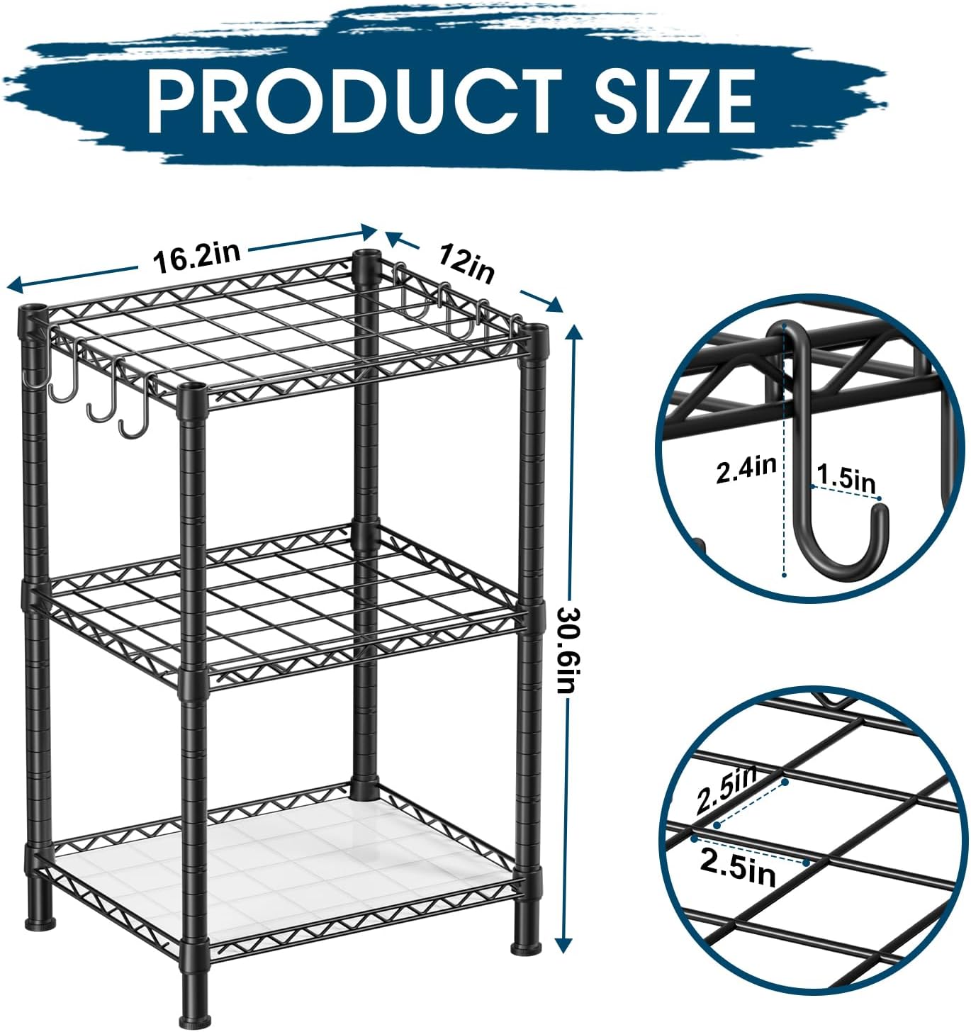 T2 Garden Tool Organizer（With Adjustable Shelf）Heavy Duty Garage Tool Storage for Yard，Shed，Outdoor and Lawn，Freestanding Tool Organizers and Storage UP to 45 Tools，Black with Anti-Tip Device