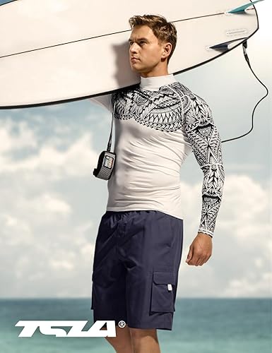 Miniatura 3 de TSLA - Camiseta de protección para hombre, con FPU 50+, de manga larga, con protección ultravioletaFPS y de secado rápido, para natación, surf y