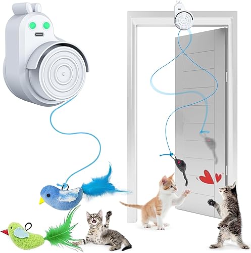 Juguetes interactivos para gatos de interior, juguete eléctrico automático de plumas de pájaro volador  El mejor juguete de enriquecimiento para
