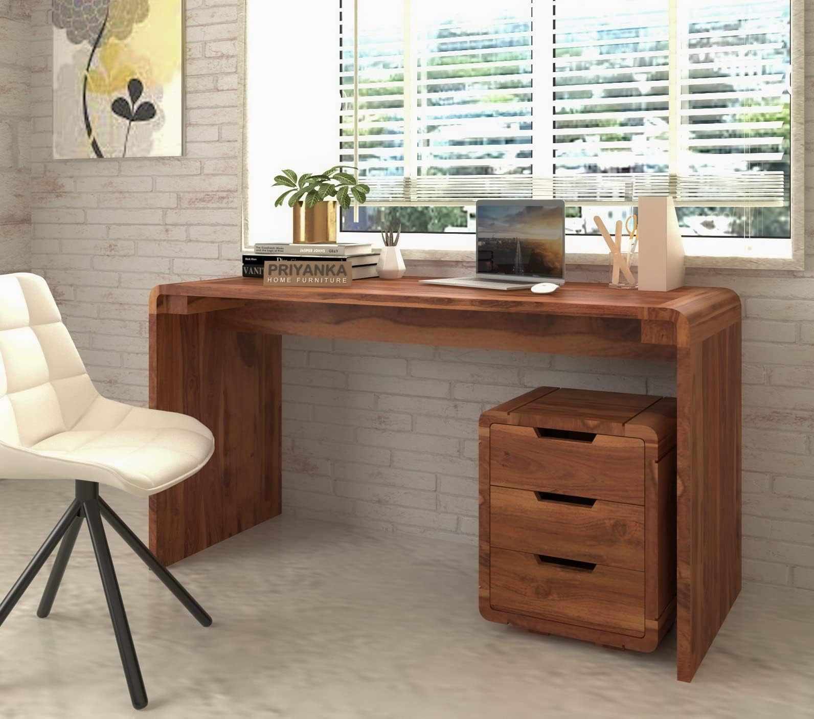 Solid Sheesham Wood Study Table Students || Writing Table Wooden Study Table for Adults || Home & Office Furniture || Computer Table || Chest of Drawers Storage || Study Table,Honey Finish