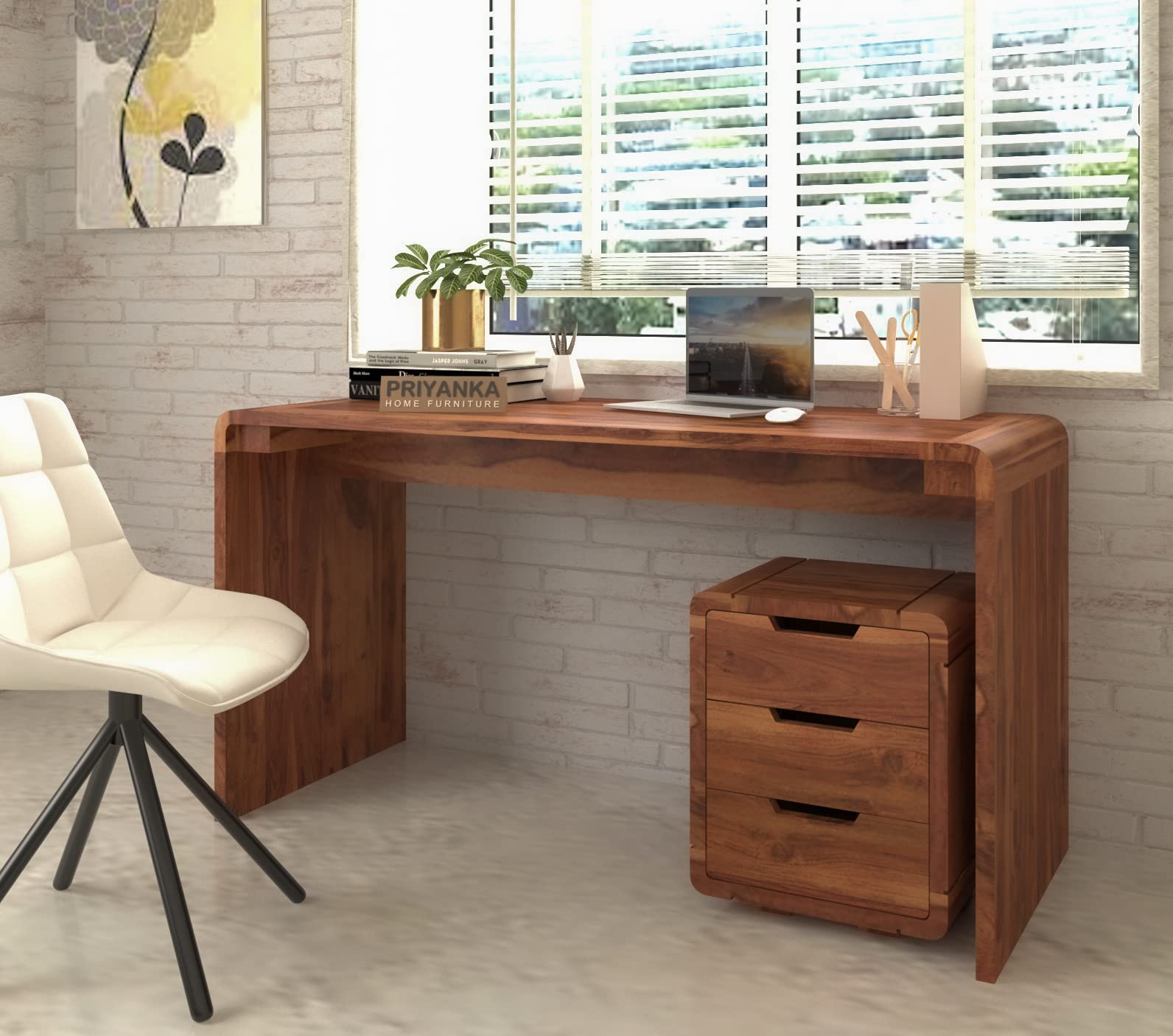 Solid Sheesham Wood Study Table Students || Writing Table Wooden Study Table for Adults || Home & Office Furniture || Computer Table || Chest of Drawers Storage || Study Table,Honey Finish