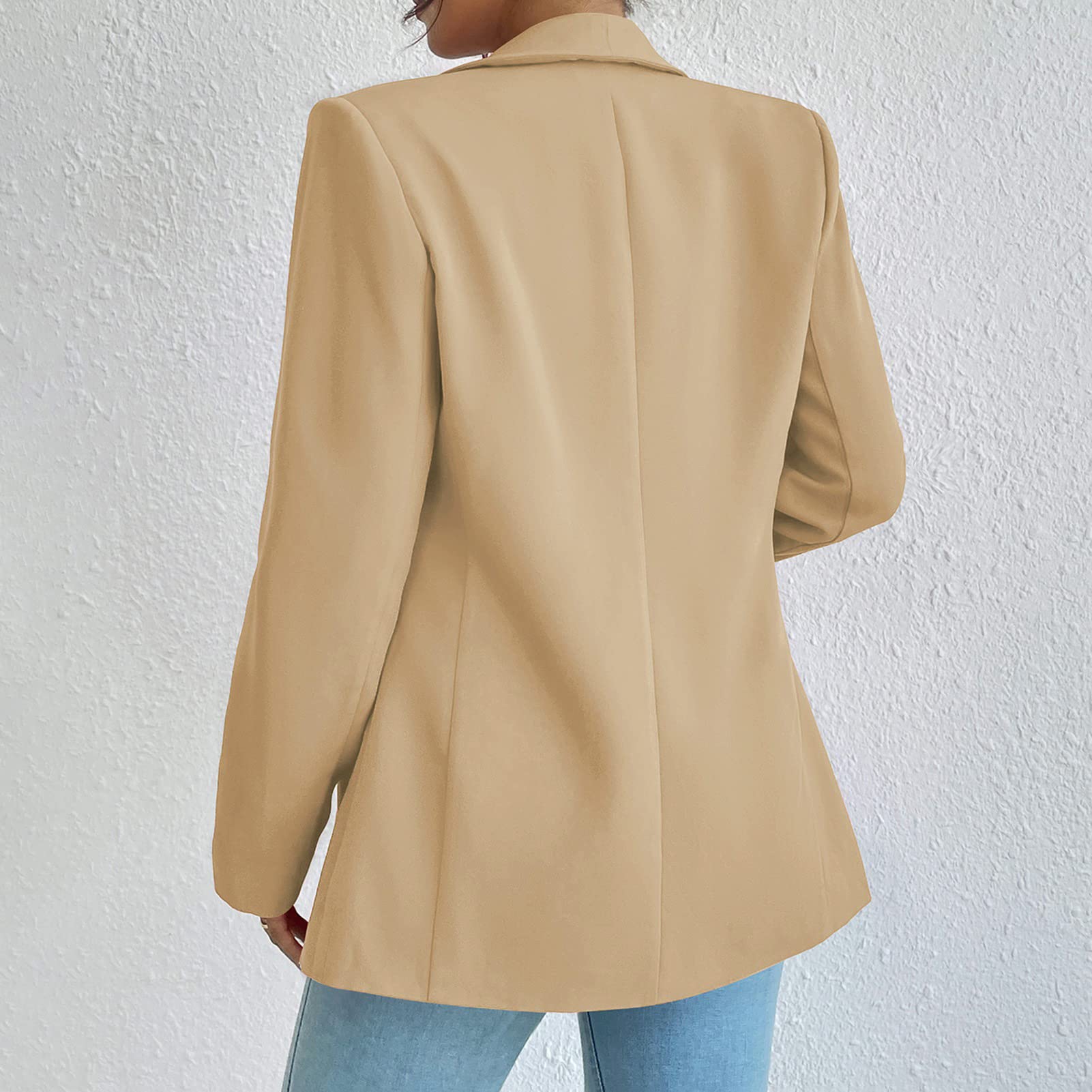 Blazer long décontracté ouvert sur le devant pour femme Veste de travail de bureau avec poches