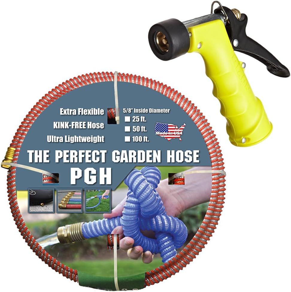 Tuff-Guard 001-0101-0600-SN75 Thermoplastic Elastomer/Polyester/Polypropylene (PP)/Brass The Perfect Garden Hose, Coupled Male x Female GHT, 5/8" x 50', Red, GHT Thread, 50' Length, 0.63" ID