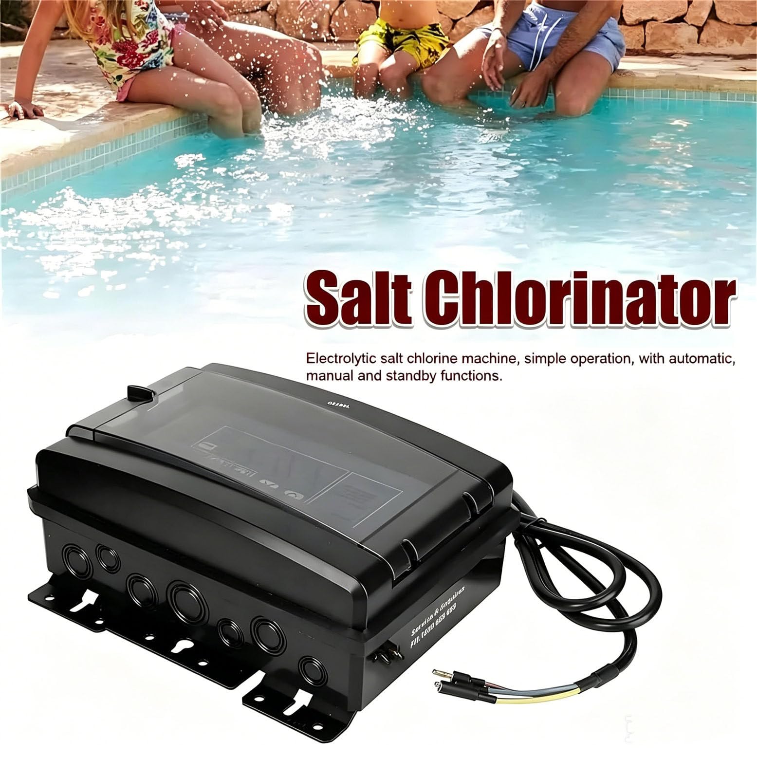 Generador automático de Cloro salino para Piscinas, clorador salino con protección de Temperatura del Agua (10-40 °C), 8 g/12 g/16 g/20 g para jacuzzis y spas. 10g15m³