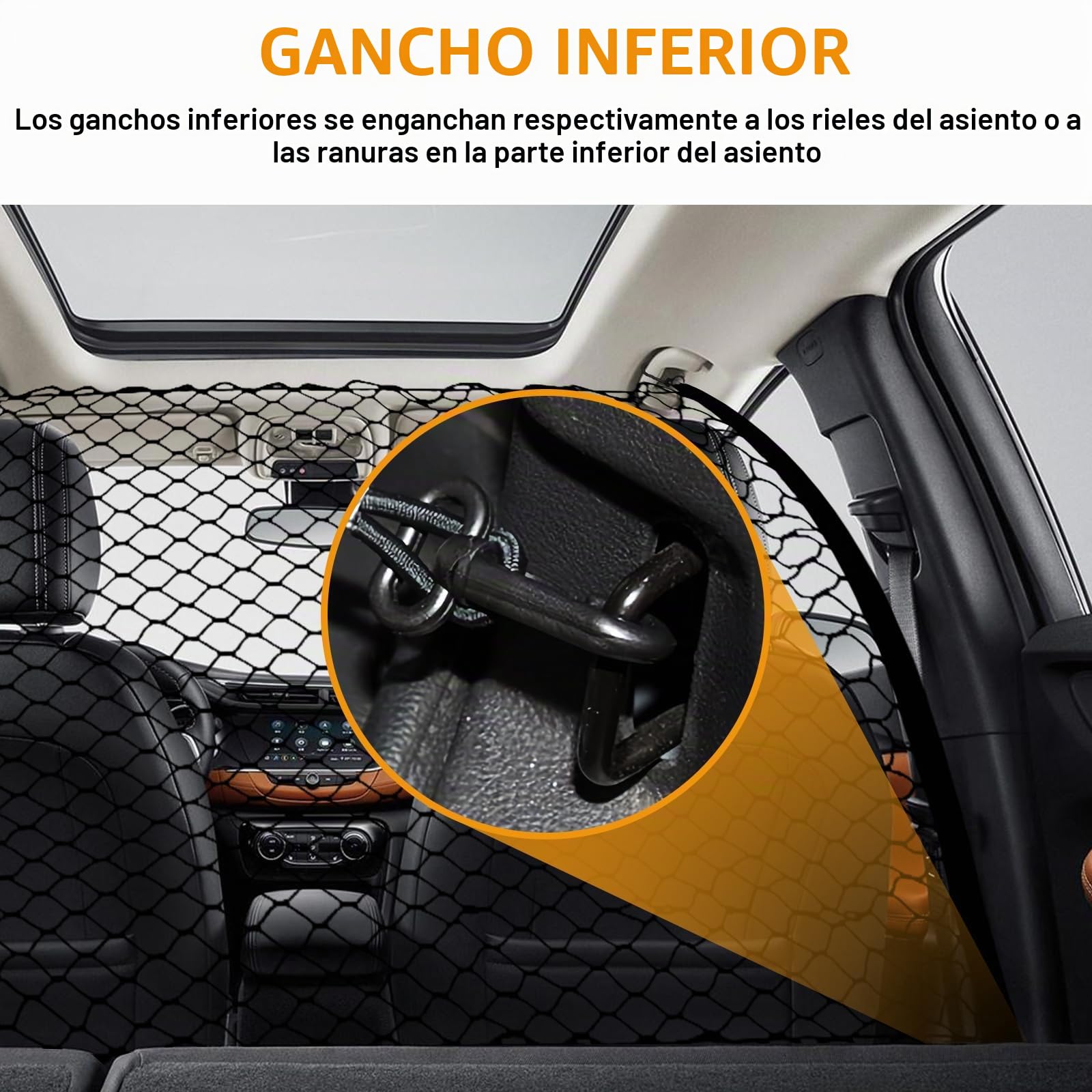 Rejilla para perros para el maletero del coche, red de seguridad para perros, universal, con 4 ganchos, rejilla protectora para SUV, red de retención de mascotas, color negro, 120 x 70 cm
