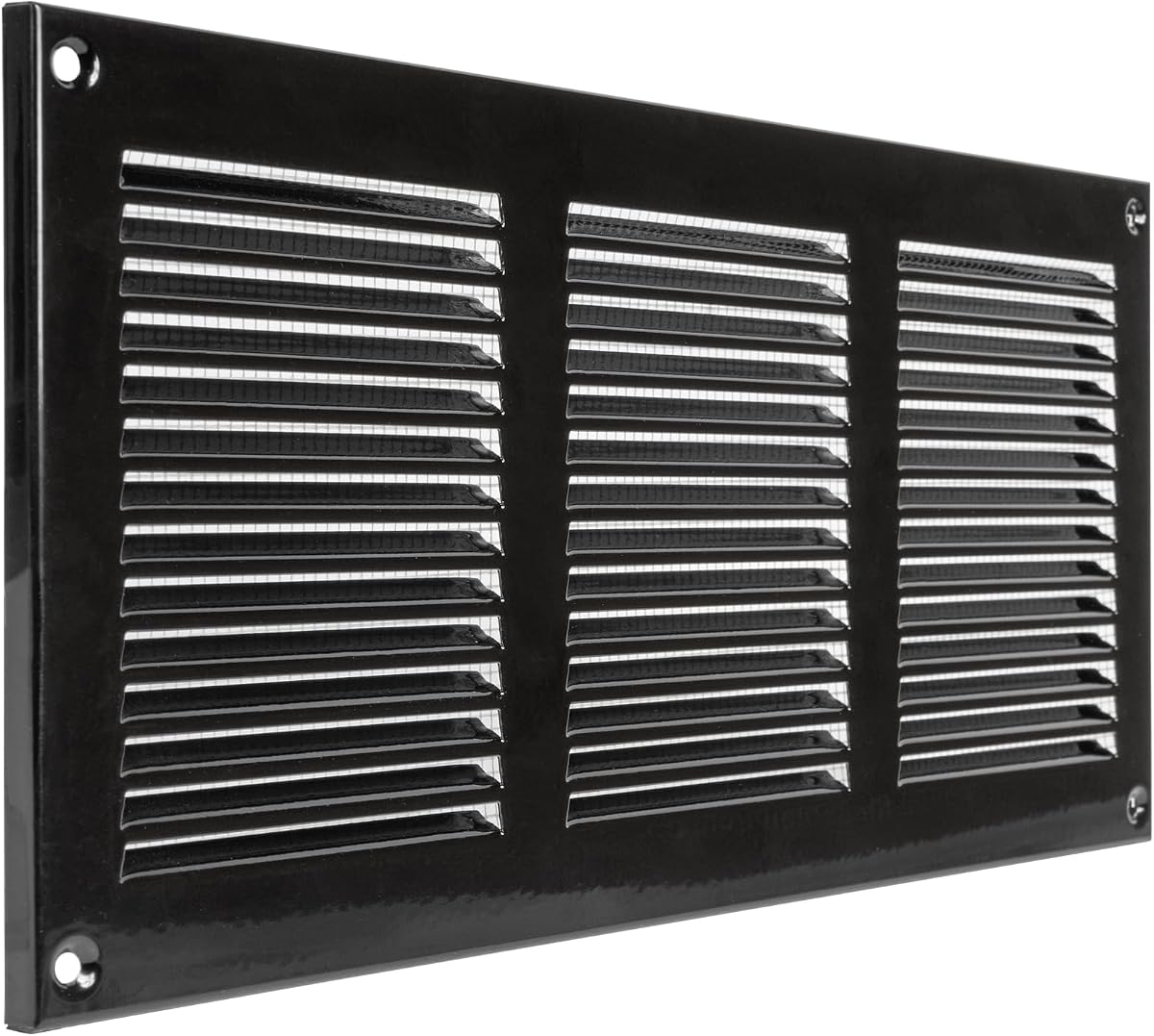 12 x 6 Inch (External Size) Black Galvanized Steel Return Air Register Vent Cover, AC Vent Cover, Dryer Vent Cover Outside & Indoor Grille, Air Vent Covers for Wall and Ceiling Vents