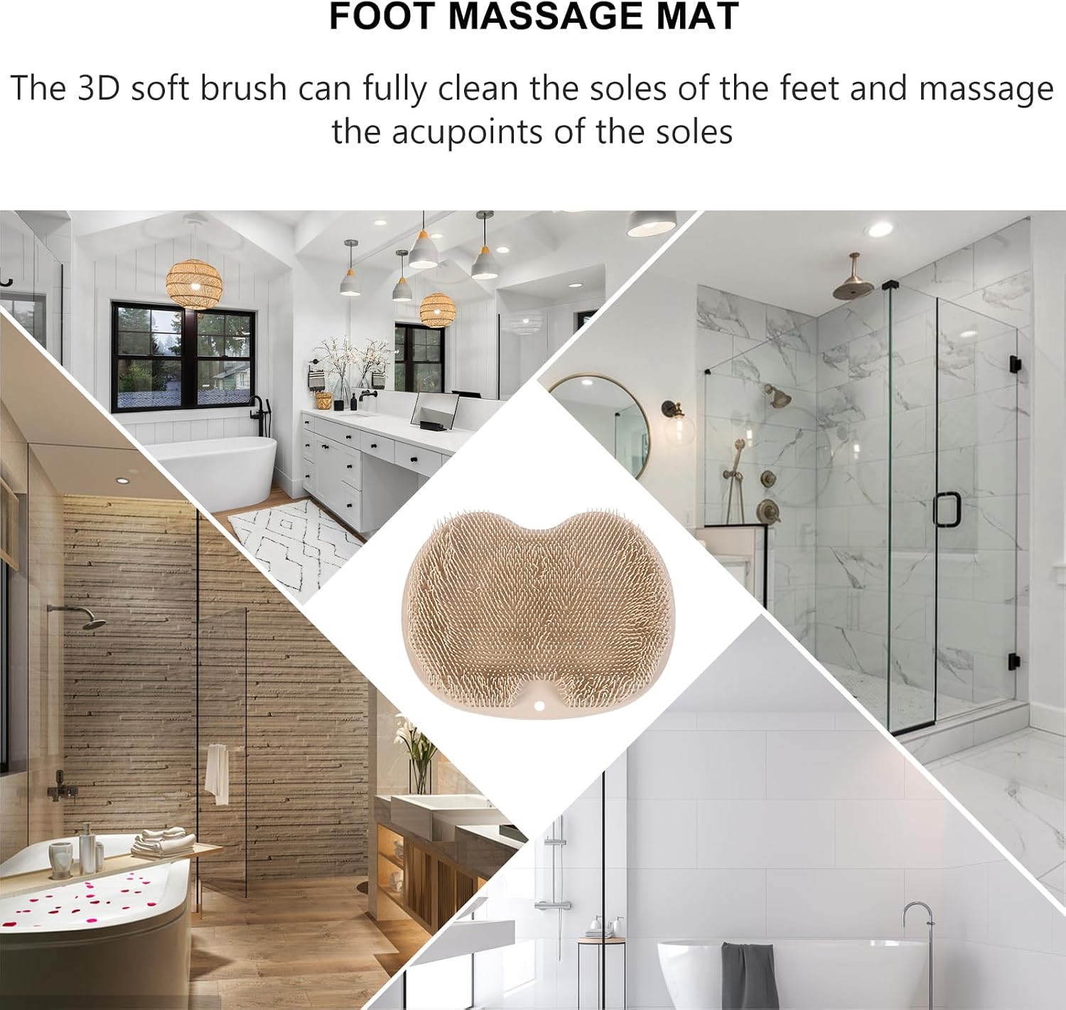 Operitacx Multipurpose Foot Massager Scrubber Pad Brown Non-Slip Shower Foot Cleaner Mat for Relaxation