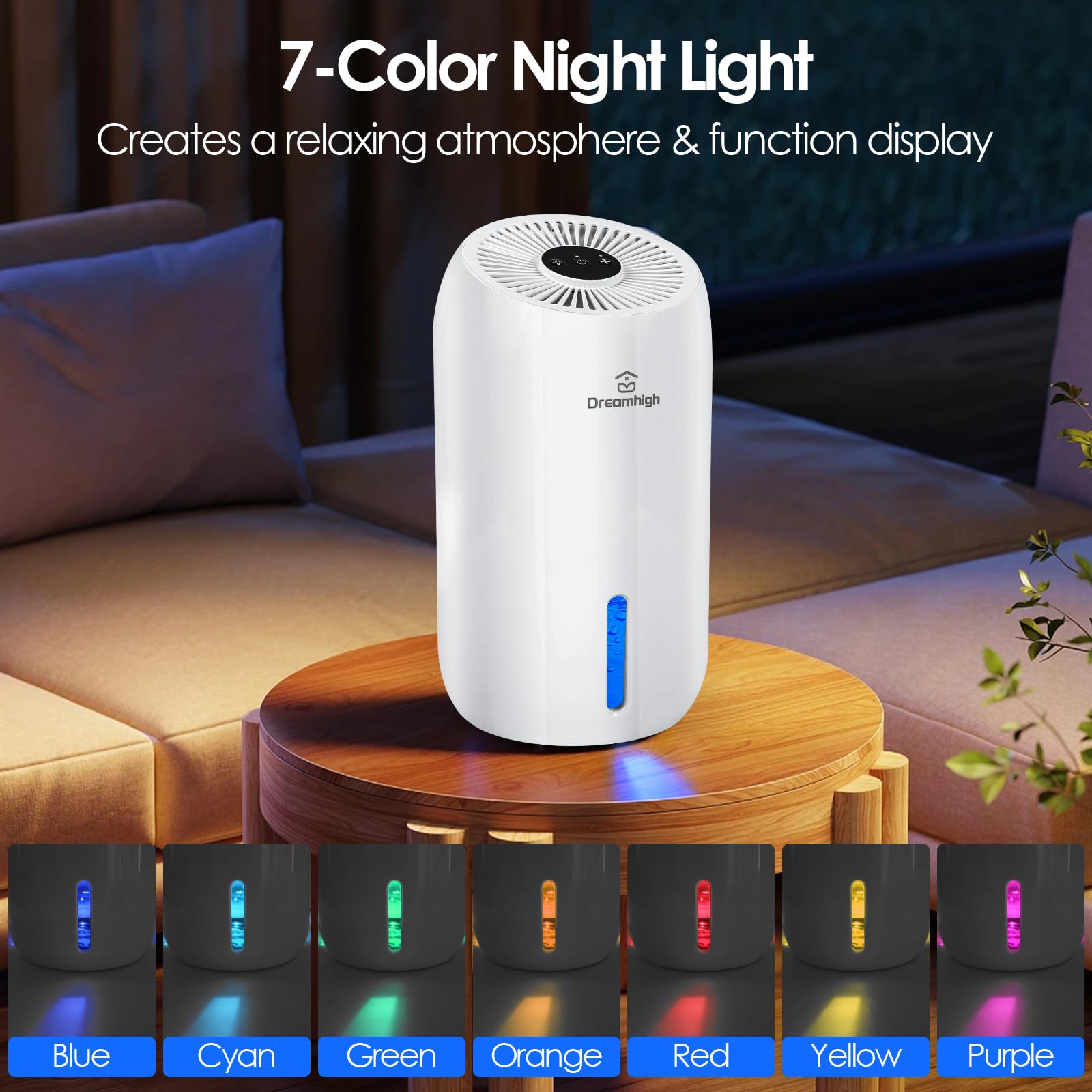 Dreamhigh® Elektryczny osuszacz powietrza 1,6 l, 650 ml/dzień, do łazienki, piwnicy, sypialni (maks. 35 ㎡)