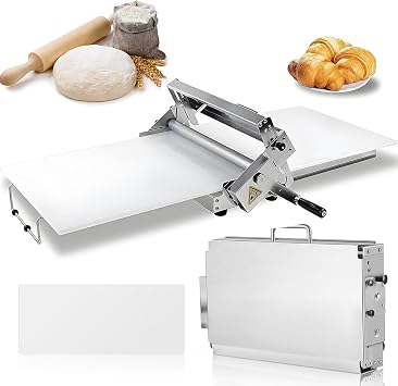 Manual Dough Sheeter Machine, Stainless Steel Folding Dough Press Sheeter, Croissant Pastry Danish Pastry Bakery Roller Puff Pastry Pizza Rolling Machine, Professional Bakery Equipment Type 400