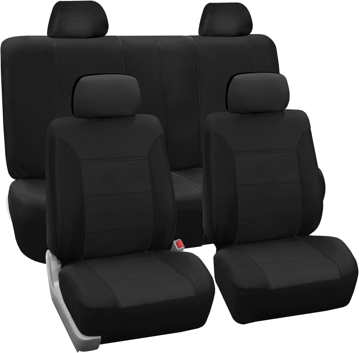 FH Group Car Seat Covers Classic Khaki Full Set Automotive Seat Covers Black, Airbag and Split Rear Car Seat Cover Universal Fit Interior Accessories for Cars Trucks and SUV Car Accessories