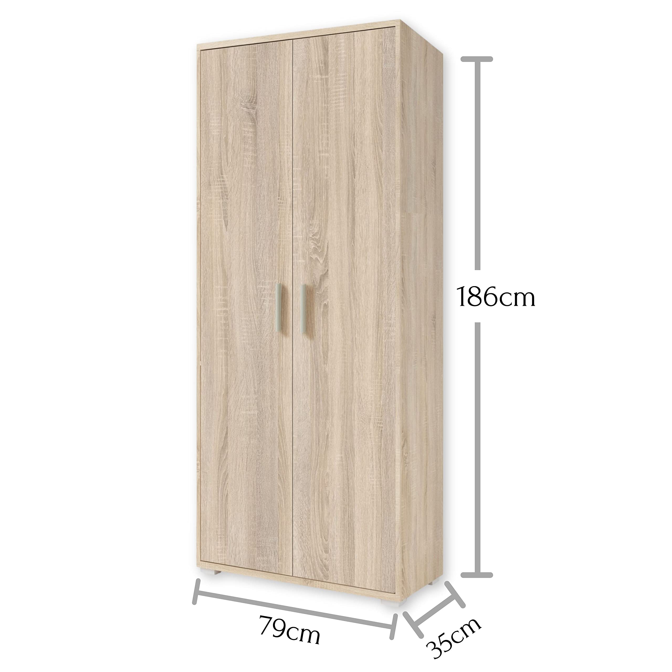 OFFICE LINE Aktenschrank Eiche Sonoma Optik 79x186x35 cm Büroschrank 2 Türen