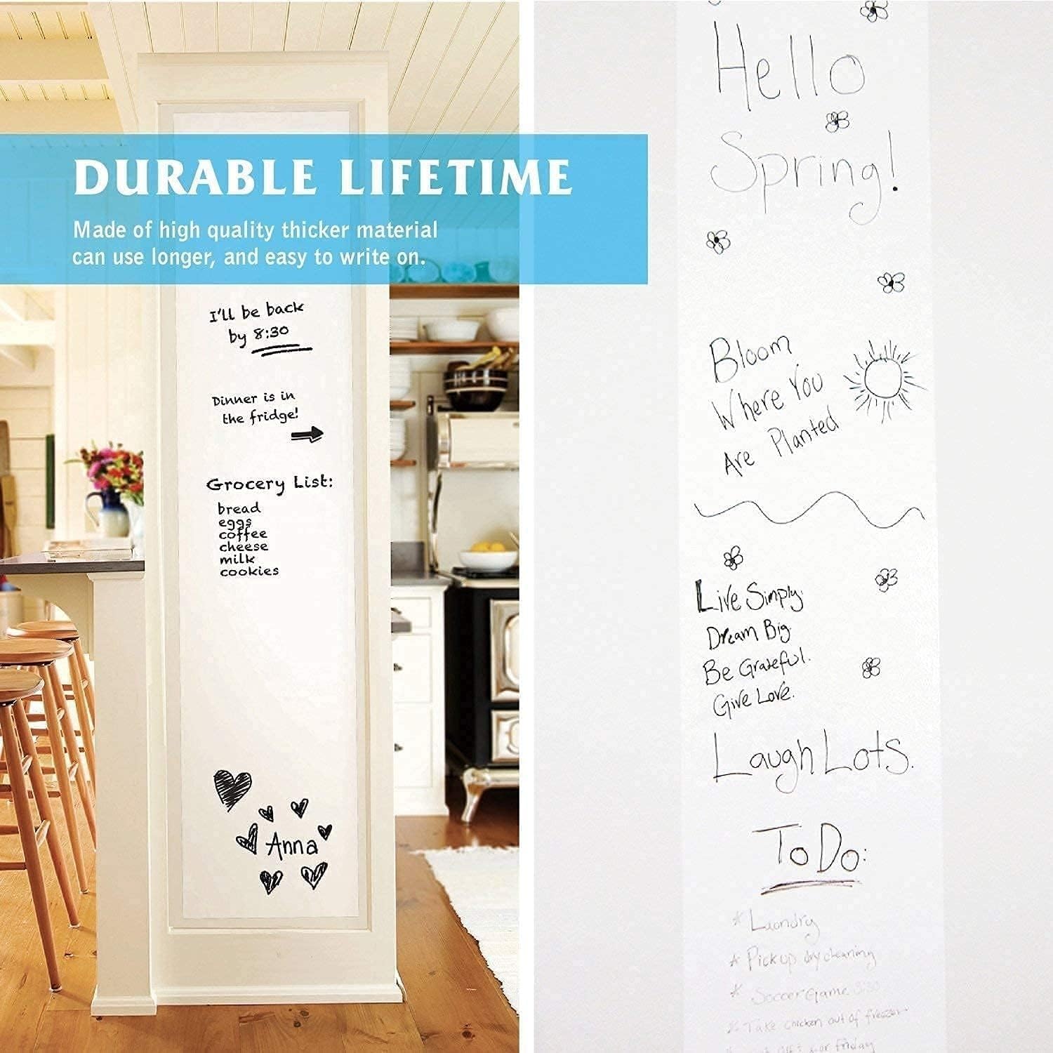 ShelfKing 2x2 Feet Whiteboard Sticker for Kids, Home, School & Office, Self-Adhesive Removable, Waterproof White Board Sticker Perfect for Writing & Drawing on Smooth Surface 2