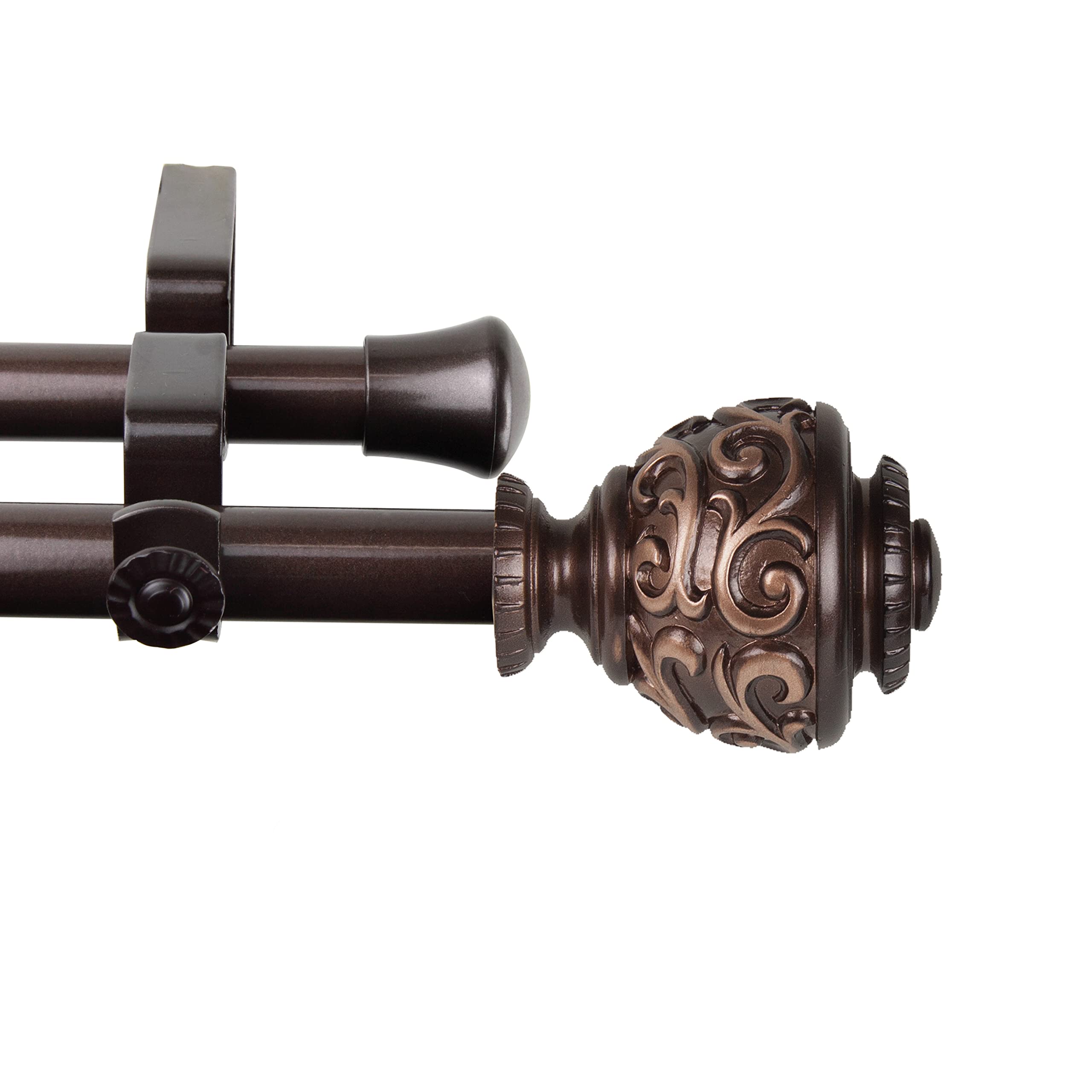 A&F Rod Décor - Jamila 13/16" Double Curtain Rod 48-84 inch - Cocoa