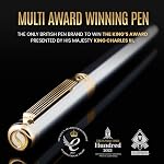 Stylo Plume Scriveiner Argent Chrome – Stylo de Luxe avec Nib Moyen Précis Allemand Schmidt, Détails Plaqués Or, Construction Équilibrée, Ensemble Cadeau d'Écriture Exécutif Ultra Fluide