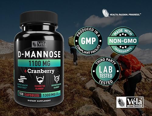 Miniatura 8 de D-manosa con extracto de arándano para la salud de la vejiga y el tracto urinario*  1,300 mg por porción, 150 cápsulas  Sin OMG, probado por