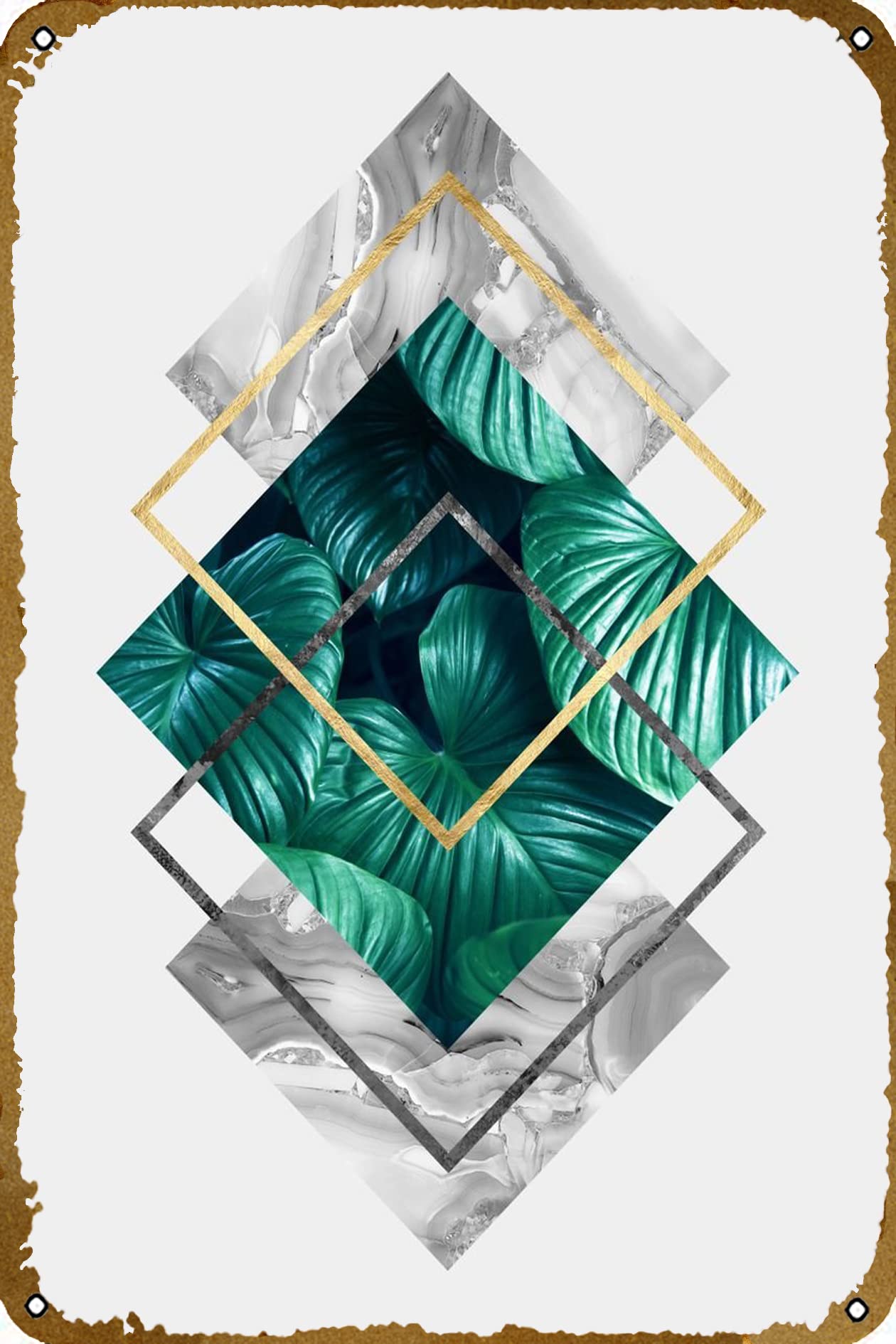 botanical polygon III Retro Metal Tin Sign,Art Retro Poster,Bedroom Cafe Home Pub Club Wall Signs Decor Vintage Tin Poster, 8x12inch