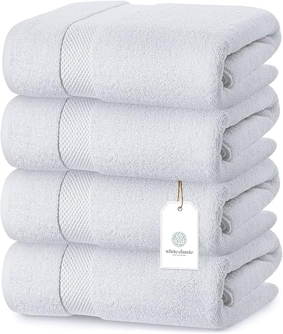 Luxury White Bath Towels Large 100 Soft Cotton 700 GSM