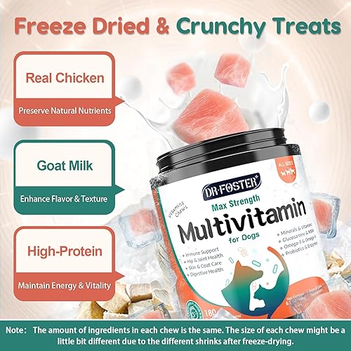 Miniatura 3 de Multivitamínico para perros, vitaminas y suplementos para perros, multivitamínico para perros con glucosamina, probióticos y Omega 3 para