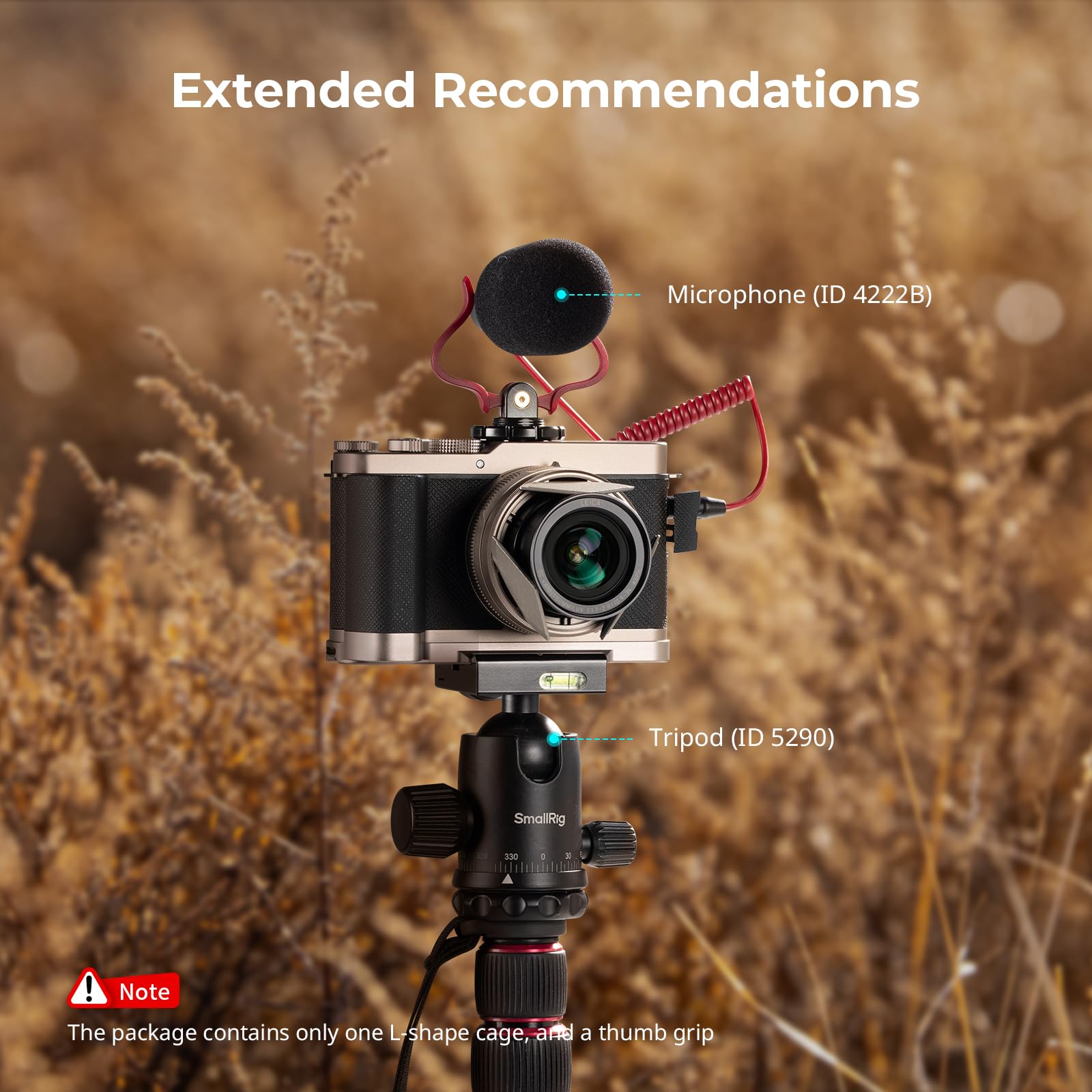 SMALLRIG Poignée en L pour Panasonic LUMIX L10, Repose-Pouce avec Monture Cold Shoe, Poignée latérale Ergonomique, Plaque à dégagement Rapide Arca Swiss, Compatible trépieds - (Titane) 6136