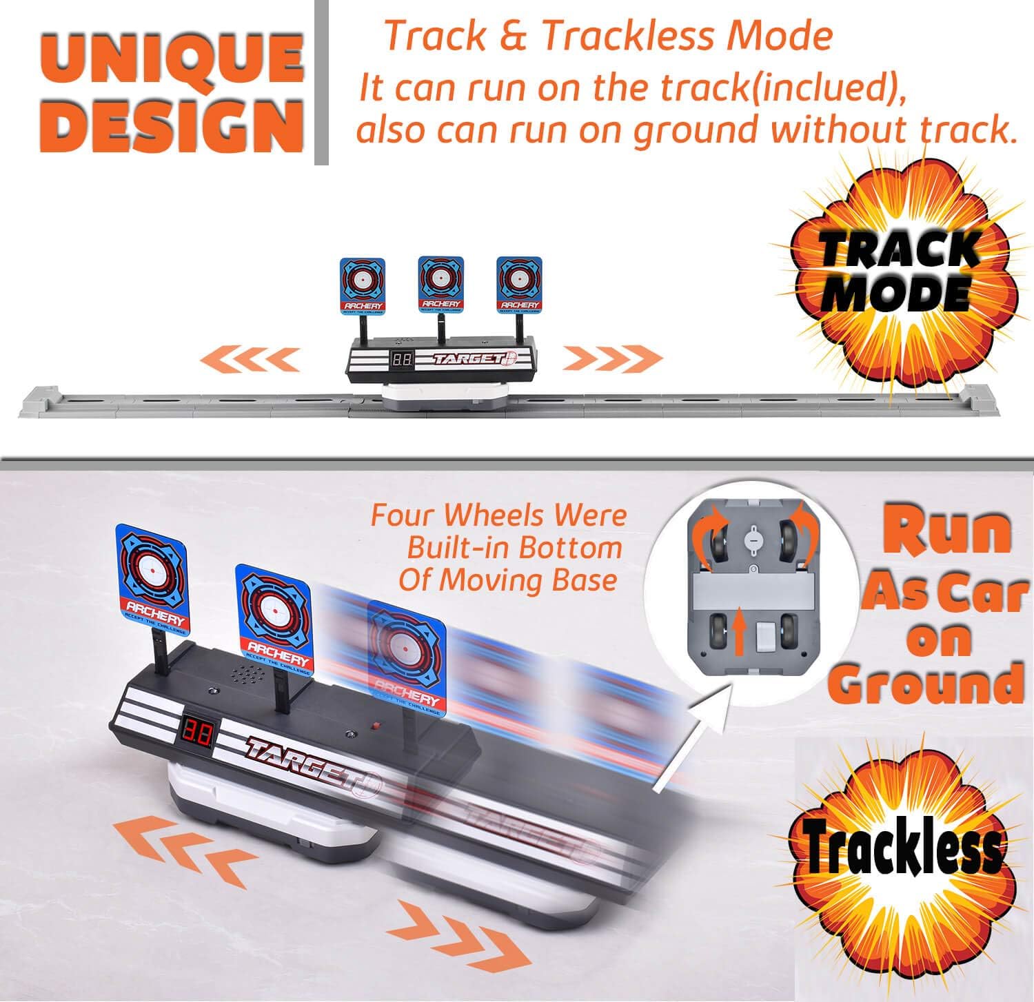 Gasince Running Shooting Target for Nerf Guns Compatible with Nerf N-Strike Elite, Mega & Rival, Electronic Scoring Auto Reset Digital Targets, Ideal Gift Toy for Kids Boys & Girls