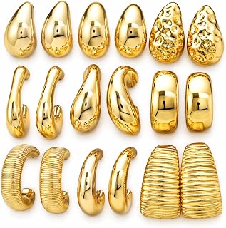Ohrringe Set 9 Paar Gouden Chunky Creolen