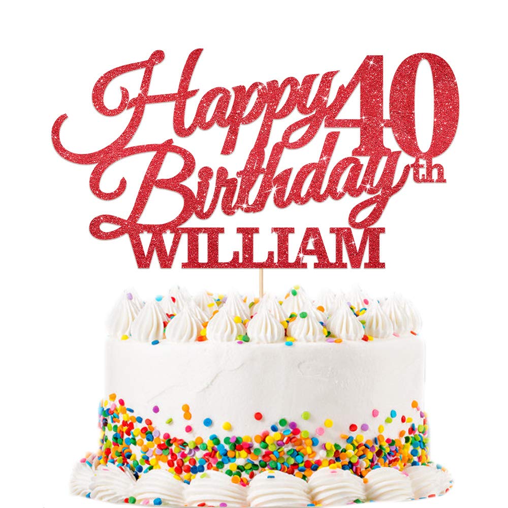 EDSG Personalised Happy Birthday Cake Topper - Custom with Any Name Any Age 16th, 18th, 21st, 30th, 50th, 60th, 80thοΌ 90th Cake Decoration - Multicolours Double Sided Glitter Paper Hand Finished in UK