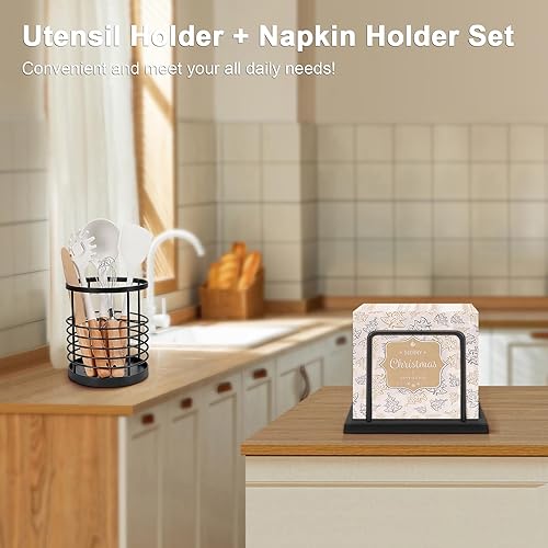 Vista 23 de Livabber Servilletero, almacenamiento de servilletas de metal, moderno dispensador de papel de seda independiente para mesa y encimera de cocina